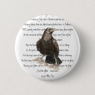 Halloween, Edgar Allen Poe, Raven, Nevermore 2 Inch Round Button