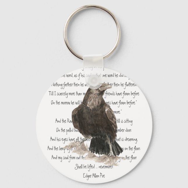 Halloween, Edgar Allen Poe, Raven, Nevermore Keychain (Front)