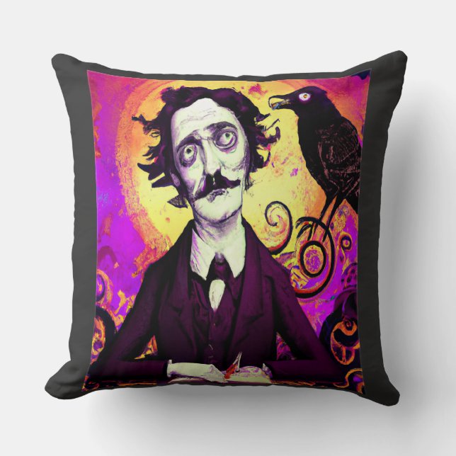 Halloween, Edgar Allen Poe, Raven, Nevermore  Throw Pillow (Front)