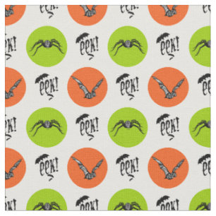 Halloween Eek Bats and Spiders Pattern Fabric