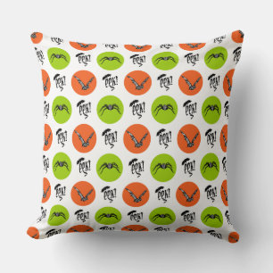 Halloween Eek Bats and Spiders Pattern Throw Pillow