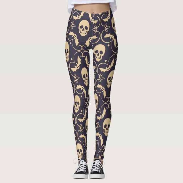 Halloween effrayant Crânes Motifs Leggings (Devant)
