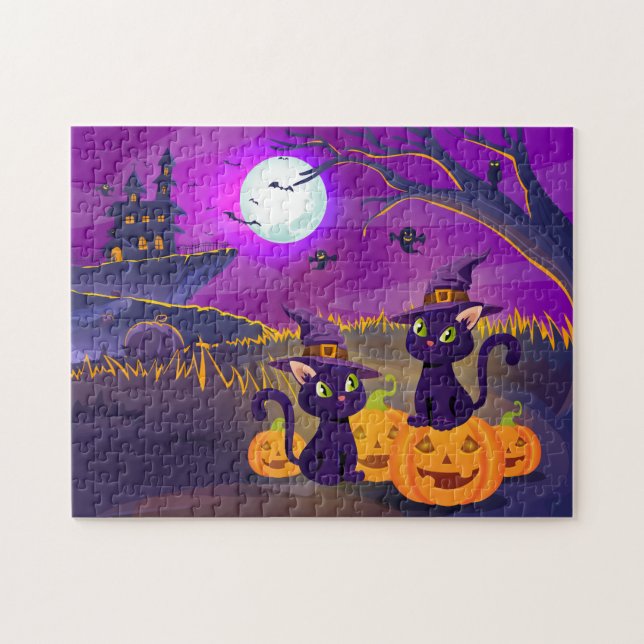 Halloween Éffrayant Kitties Jigsaw Puzzle (Horizontal)