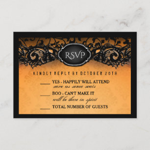 Halloween Elegant Orange Black 3.5x5 Wedding RSVP