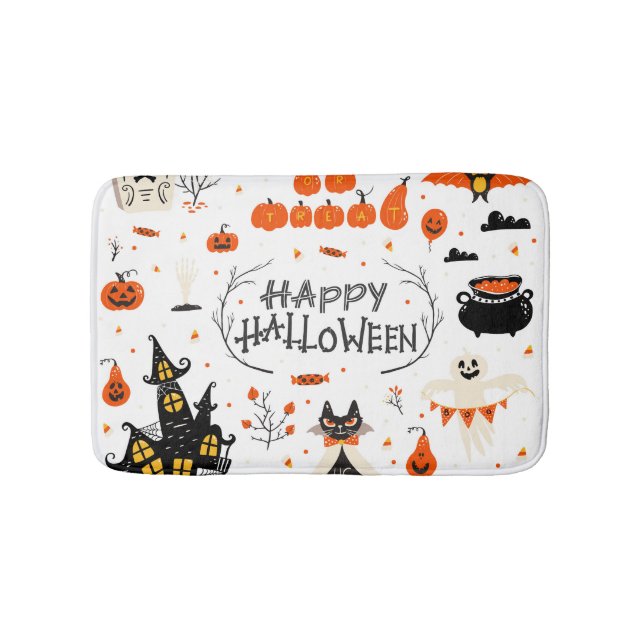 Halloween Elements Vintage Set Design Bath Mat (Front)