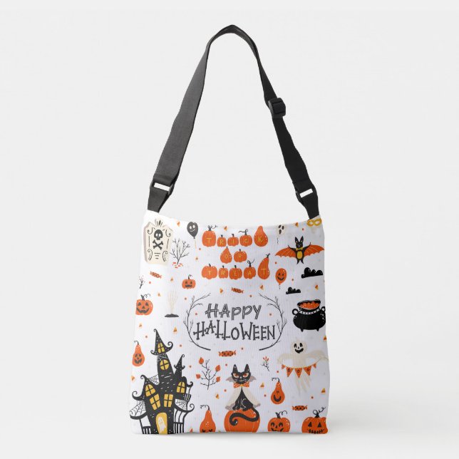 Halloween Elements Vintage Set Design Crossbody Bag (Front)