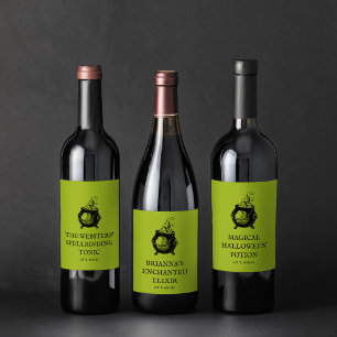 Halloween elixer funny personalized cauldron wine label