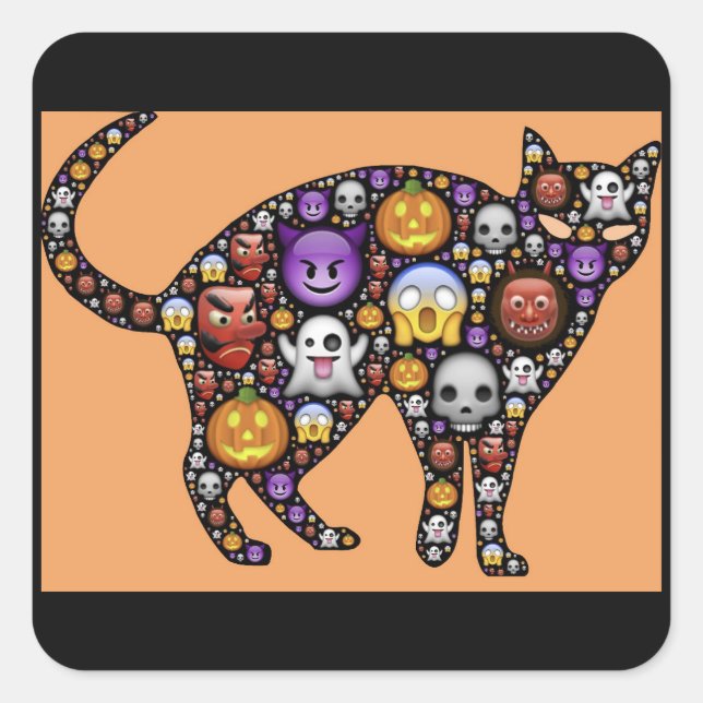 halloween emoji cat stickers (Front)