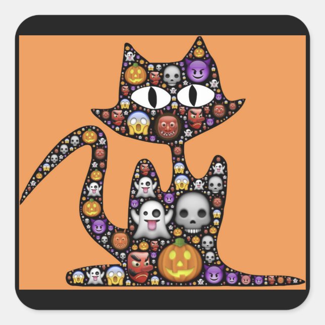 halloween emoji cat stickers (Front)