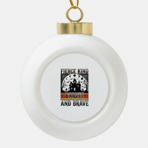 Halloween Empowerment Shirt Brave Vintage Witchy D Ceramic Ball Christmas Ornament