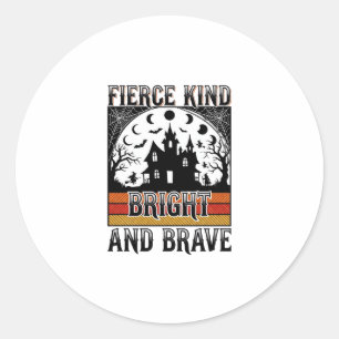 Halloween Empowerment Shirt Brave Vintage Witchy D Classic Round Sticker