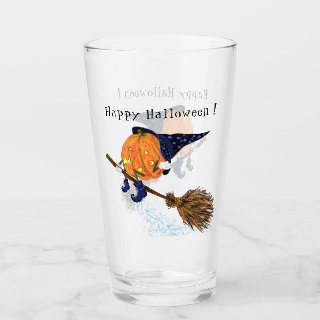 Halloween en verre sorcière Citrouille Volant cham (Devant)