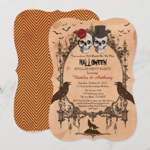 Halloween engagement party invitation. Rustic Invitation