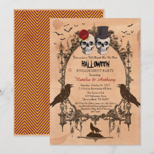 Halloween engagement party invitation. Rustic Invitation