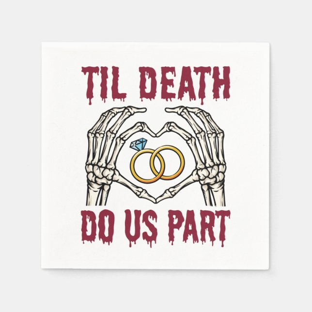 Halloween Engagement Til Death Do Us Part Napkin (Front)