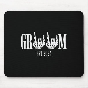 Halloween Engagement Wedding Bride Groom Skeleton  Mouse Pad