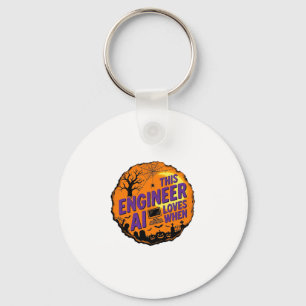 Halloween Engineer Loves AI Vintage Vector Design_ Keychain
