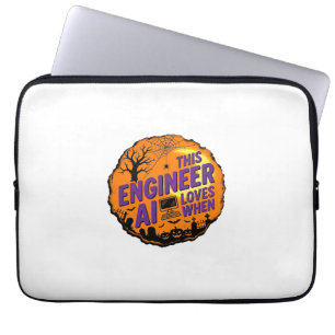 Halloween Engineer Loves AI Vintage Vector Design_ Laptop Sleeve