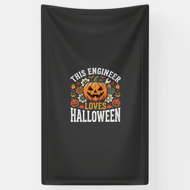 Halloween Engineer Pumpkin Vector Banner (Vertical)
