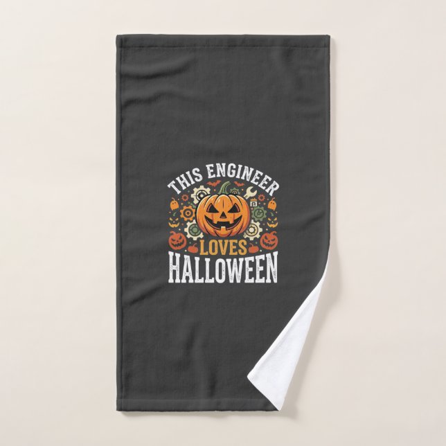 Halloween Engineer Pumpkin Vector Hand Towel (Hand Towel)