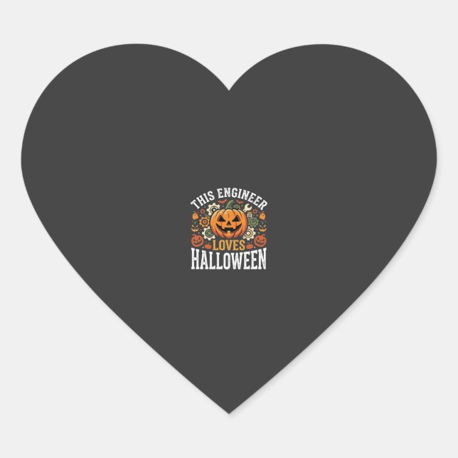 Halloween Engineer Pumpkin Vector Heart Sticker (Front)