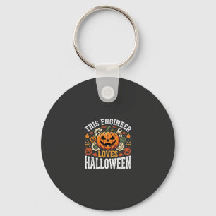 Halloween Engineer Pumpkin Vector Keychain