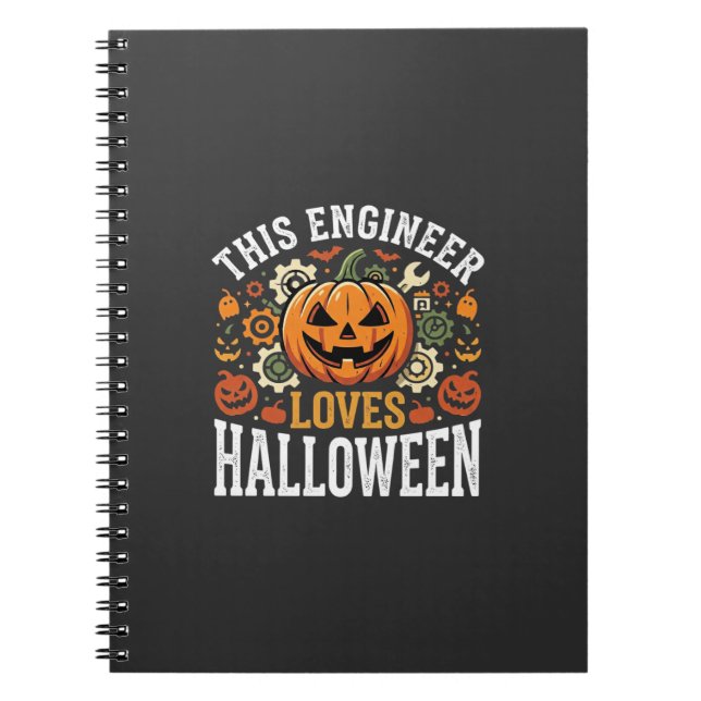 Halloween Engineer Pumpkin Vector Notebook (Front)