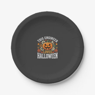 Halloween Engineer Pumpkin Vector Paper Plate