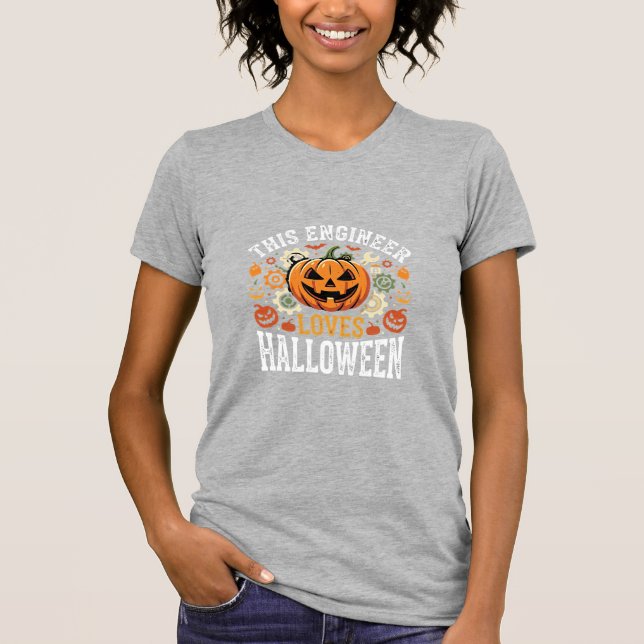 Halloween Engineer Pumpkin Vector T-Shirt (Front)
