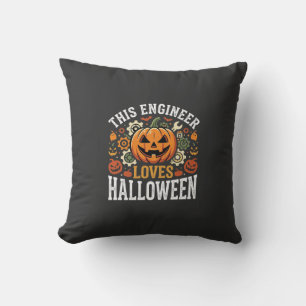 Halloween Engineer Pumpkin Vector Throw Pillow
