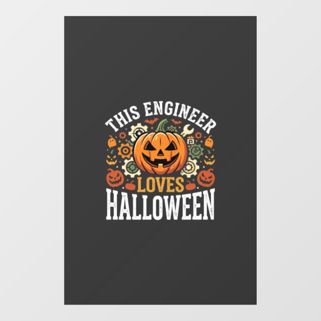 Halloween Engineer Pumpkin Vector Window Cling (Sheet)