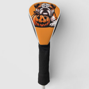 Halloween English Bulldog - Jack o Lantern Autumn Golf Head Cover
