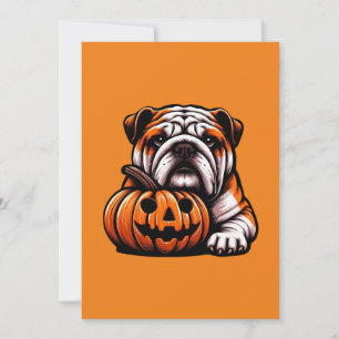 Halloween English Bulldog - Jack o Lantern Autumn Invitation