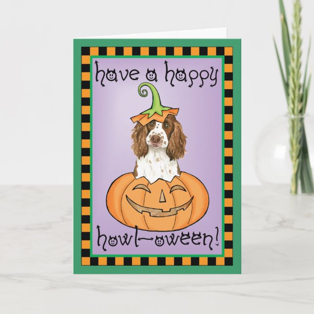 Halloween English Springer Spaniel Card (Front)