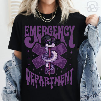 Halloween ER Nurse Witch Snake Star of Life T-Shirt