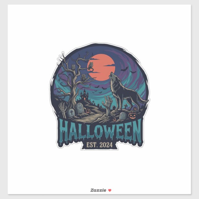 Halloween Est Howling Wolf Red Moon Zombie Hand_1 (Sheet)