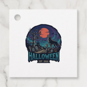 Halloween Est Howling Wolf Red Moon Zombie Hand_1 Favour Tags