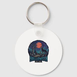 Halloween Est Howling Wolf Red Moon Zombie Hand_1 Keychain