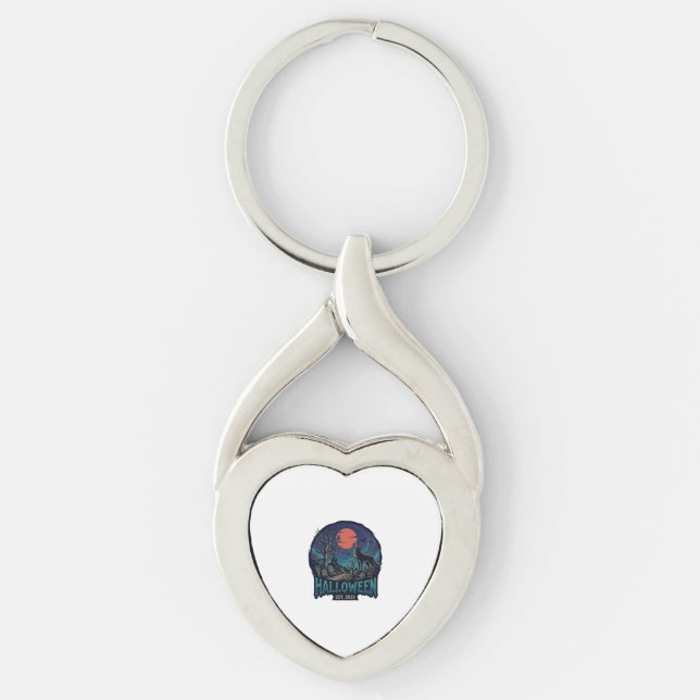 Halloween Est Howling Wolf Red Moon Zombie Hand_1 Keychain (Front)