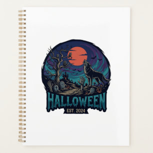 Halloween Est Hurlement Loup Lune Rouge Main Zombi
