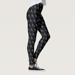 Halloween Evil Black Crow Orange Flowers Elegant Leggings