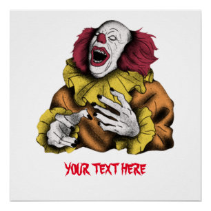 Halloween Evil Clown Laughing Customizable T-Shirt Poster