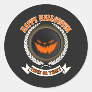 Halloween Evil Pumpkin Face Spooky Night Classic Round Sticker