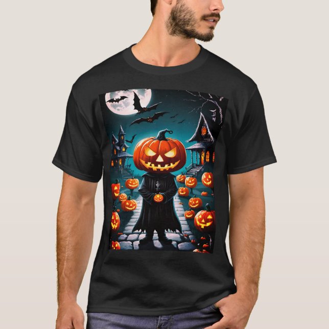 Halloween evil pumpkin man t-shirt  (Front)