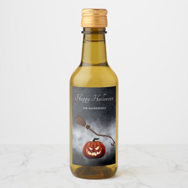  Halloween Evil Pumpkin Personalized Wine Label (Front)