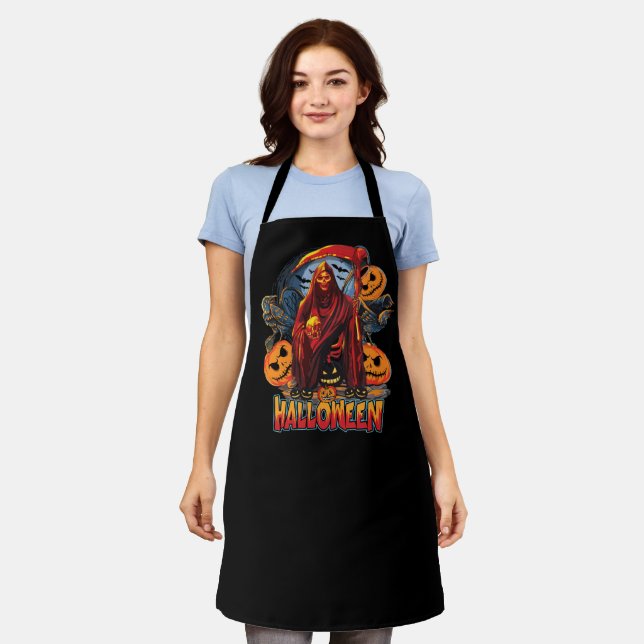 Halloween Evil skeleton, Pumpkin Apron (Worn)