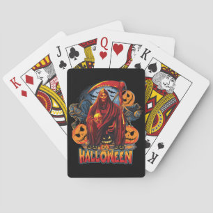 Halloween Evil skeleton, Pumpkin Playing Cards