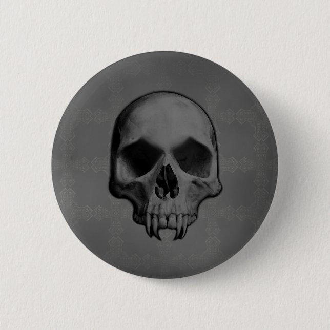 Halloween evil skull 2 inch round button (Front)