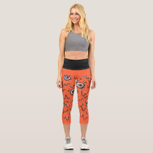 Halloween Eyeball Spooky Drip Capri Leggings