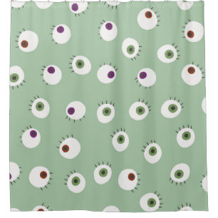 Halloween eyes, hand-drawn seamless pattern.